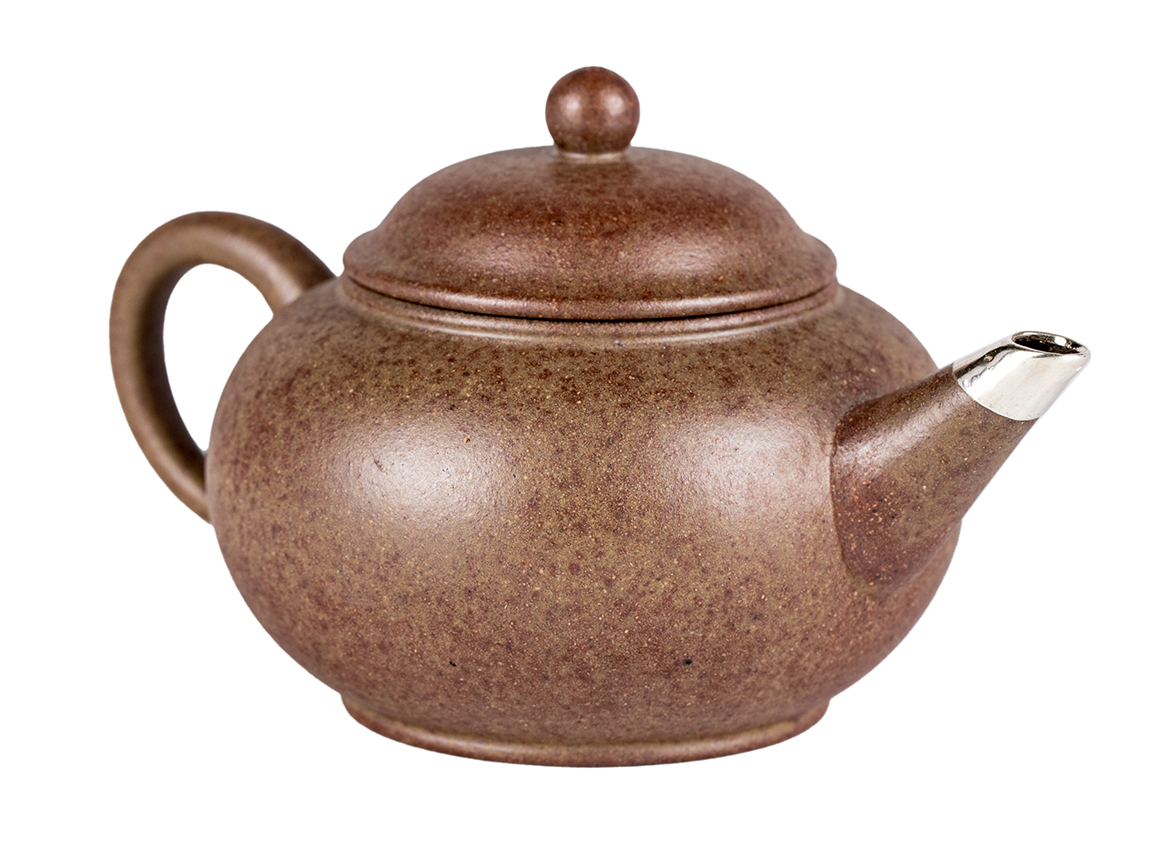 Чайник # 51879, исинская глина, техника Баотай, кинцуги, дровяной обжиг, 140 мл.