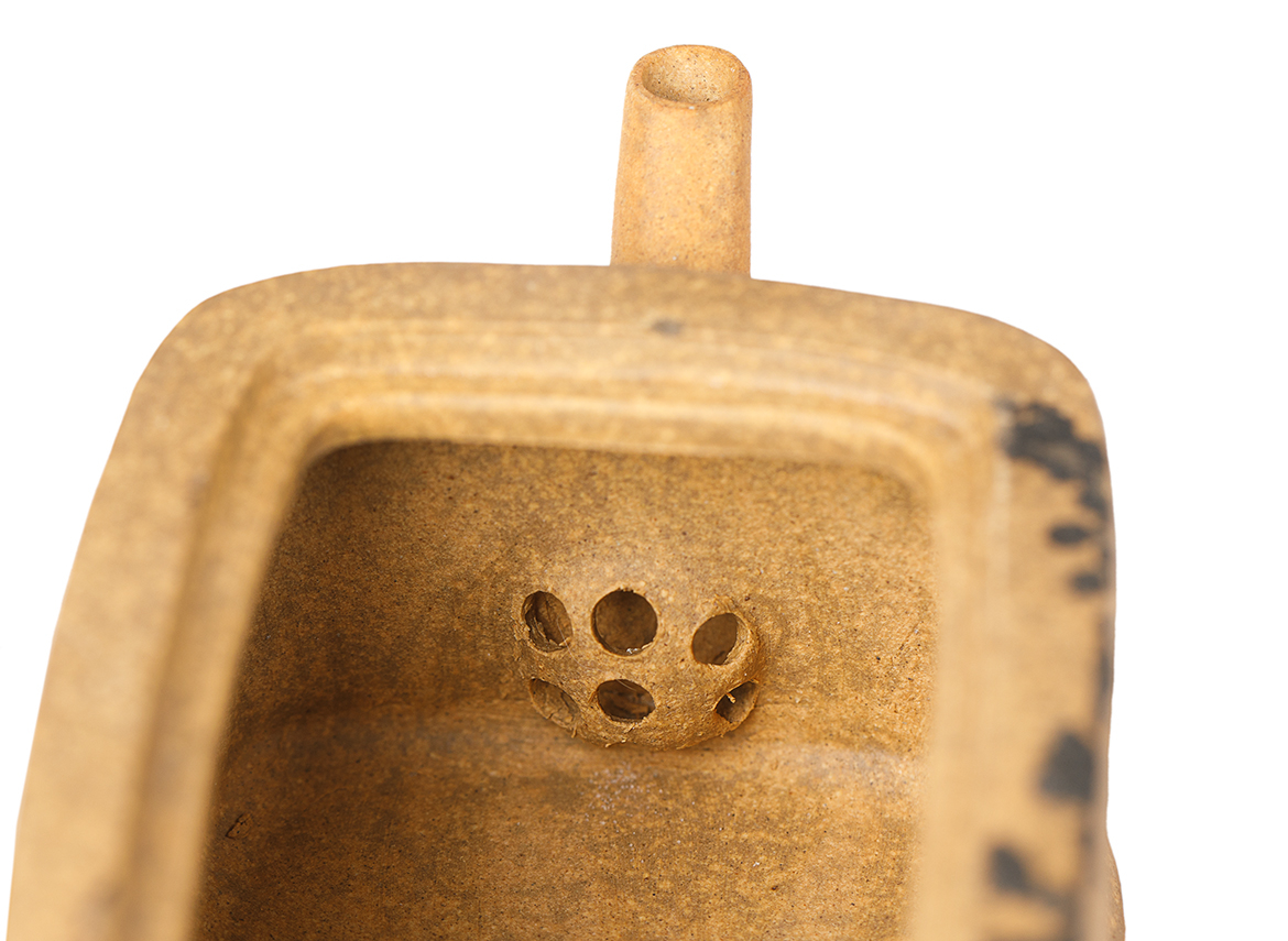 Чайник # 51881, исинская глина, ручная гравировка, дровяной обжиг, черная глазурь яобянь, 225 мл.