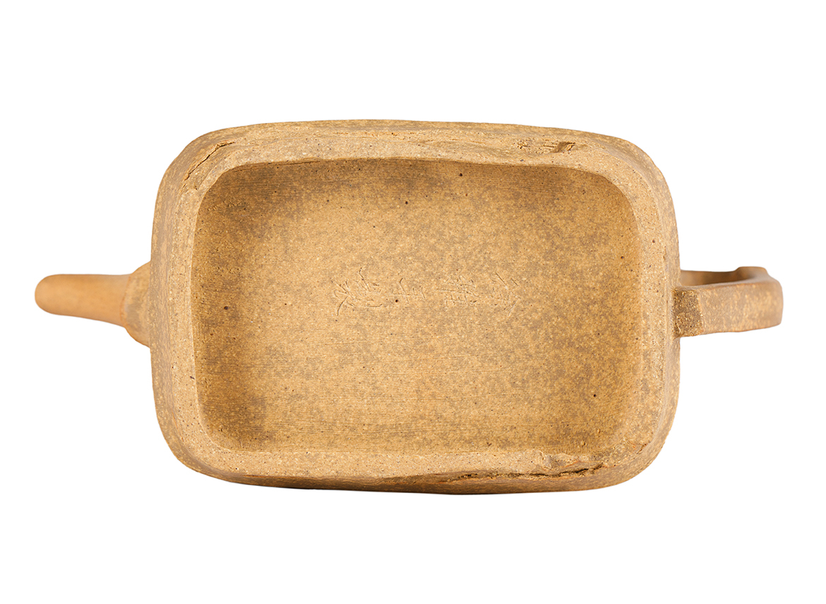 Чайник # 51881, исинская глина, ручная гравировка, дровяной обжиг, черная глазурь яобянь, 225 мл.