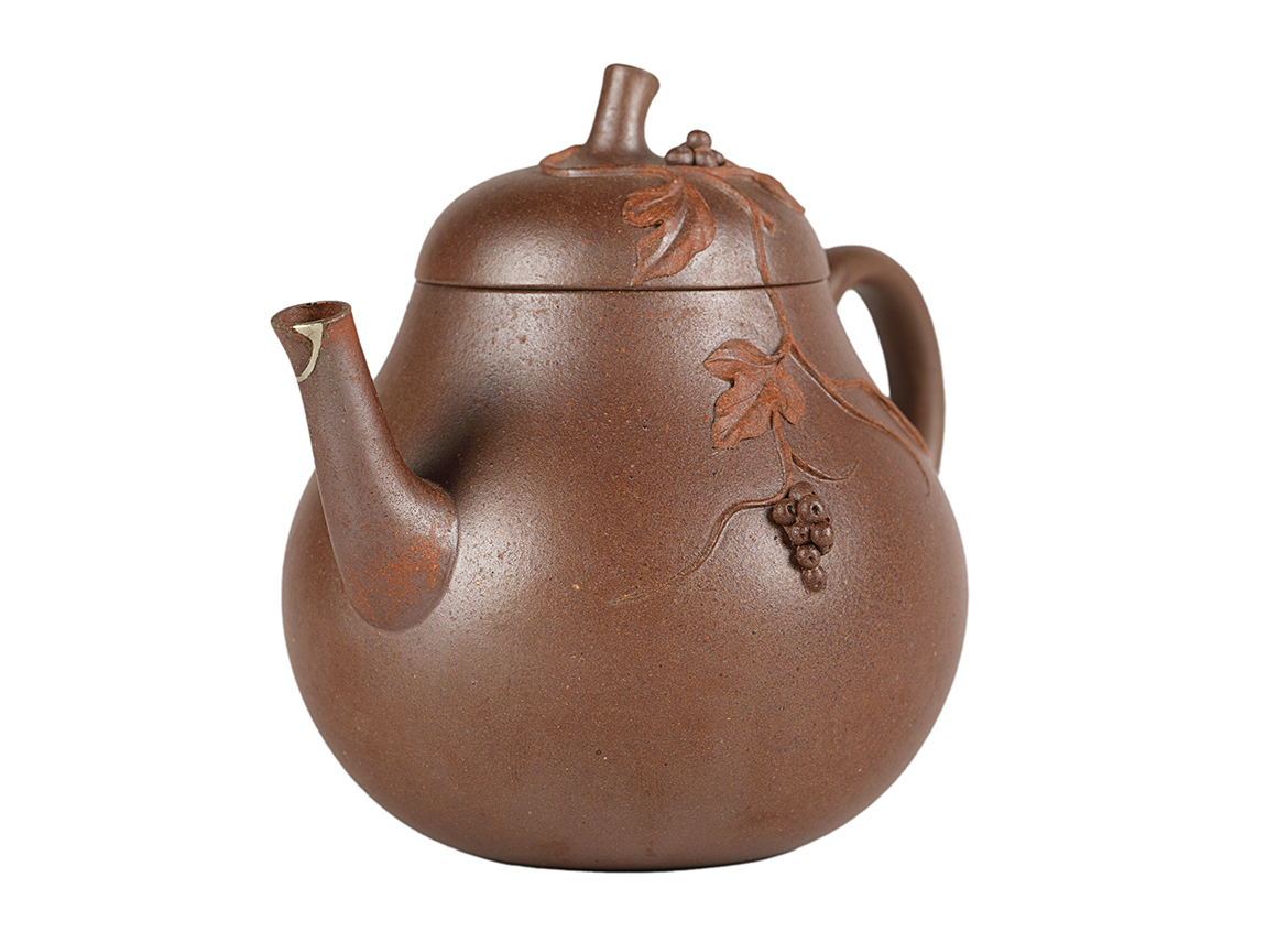 Чайник # 51883, дровяной обжиг/исинская глина, ручная работа, кинцуги, 140 мл.