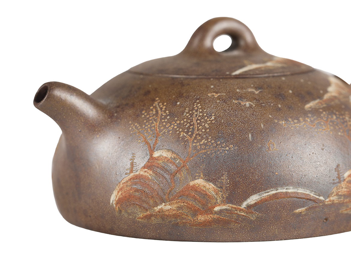 Чайник # 51884, дровяной обжиг/исинская глина, ручная работа,  130 мл.