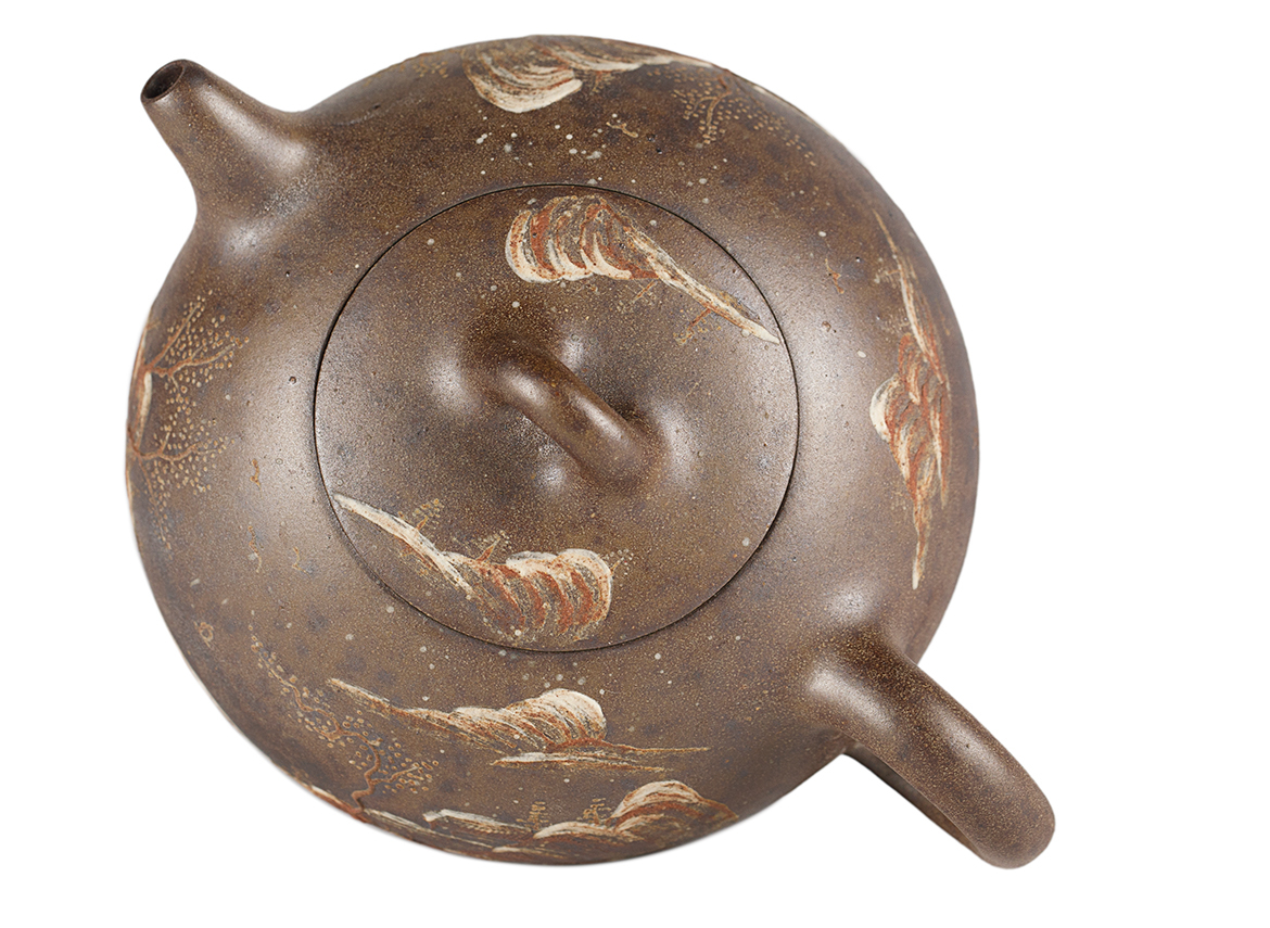 Чайник # 51884, дровяной обжиг/исинская глина, ручная работа,  130 мл.