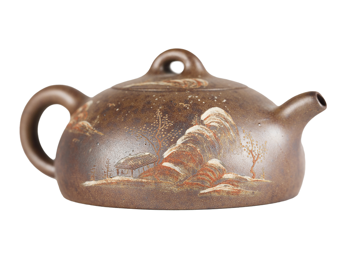 Чайник # 51884, дровяной обжиг/исинская глина, ручная работа,  130 мл.