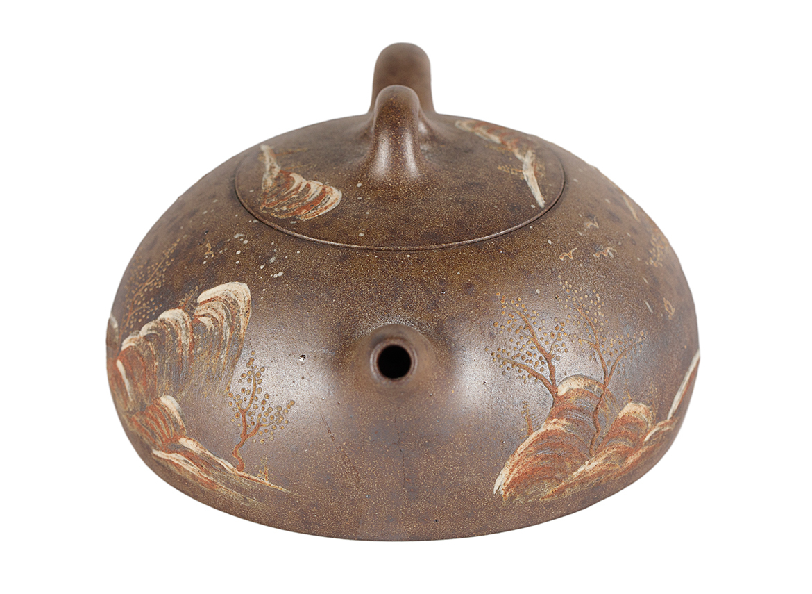 Чайник # 51884, дровяной обжиг/исинская глина, ручная работа,  130 мл.