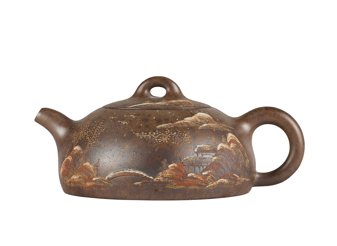 Чайник # 51884, дровяной обжиг/исинская глина, ручная работа,  130 мл.