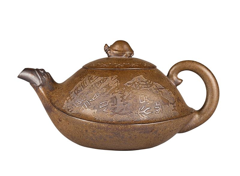 Чайник # 52049, дровяной обжиг/исинская глина, ручная работа, 290 мл.