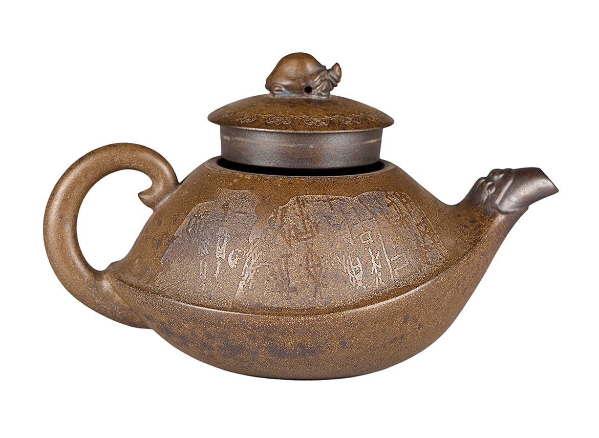 Чайник # 52049, дровяной обжиг/исинская глина, ручная работа, 290 мл.