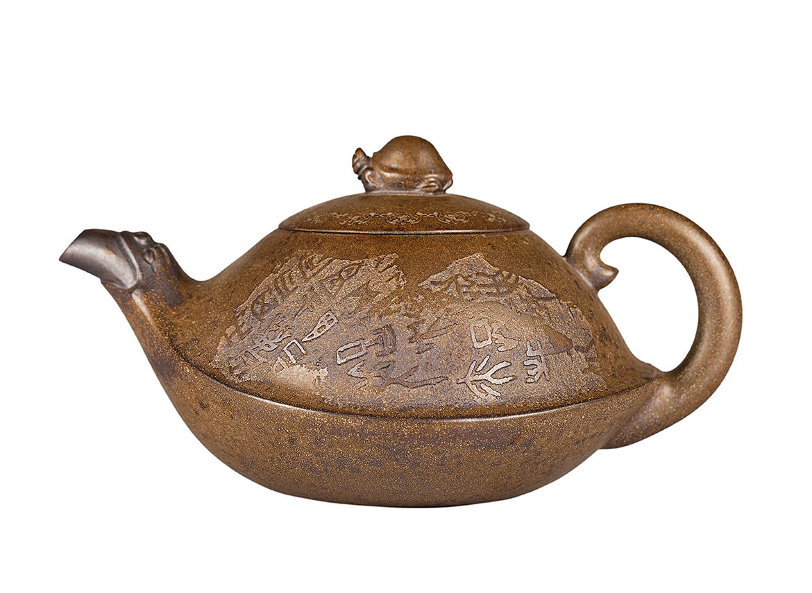 Чайник # 52049, дровяной обжиг/исинская глина, ручная работа, 290 мл.