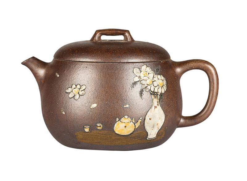 Чайник # 52051, дровяной обжиг/исинская глина, ручная работа, 90 мл.