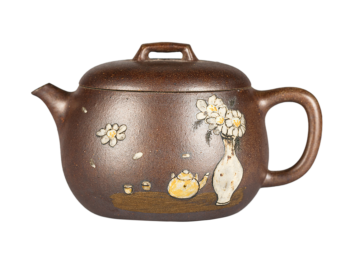 Чайник # 52051, дровяной обжиг/исинская глина, ручная работа, 90 мл.