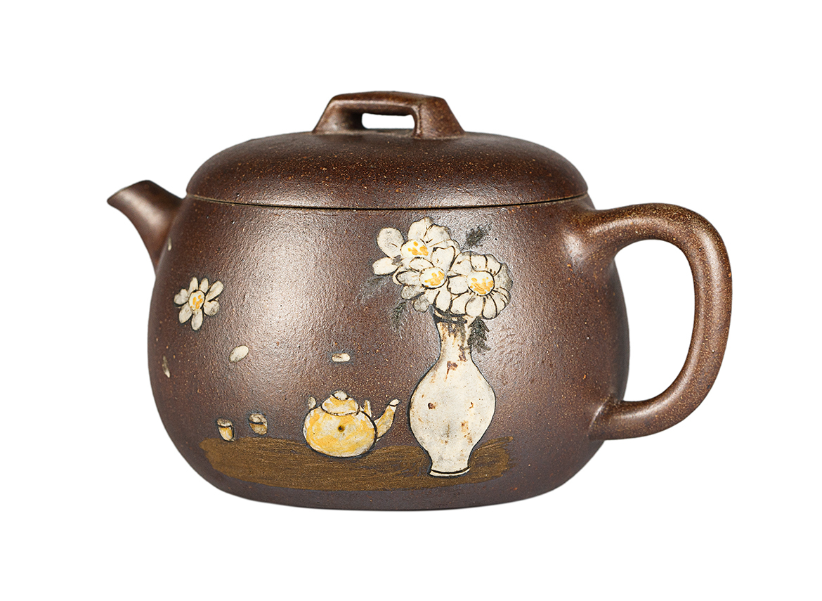 Чайник # 52051, дровяной обжиг/исинская глина, ручная работа, 90 мл.