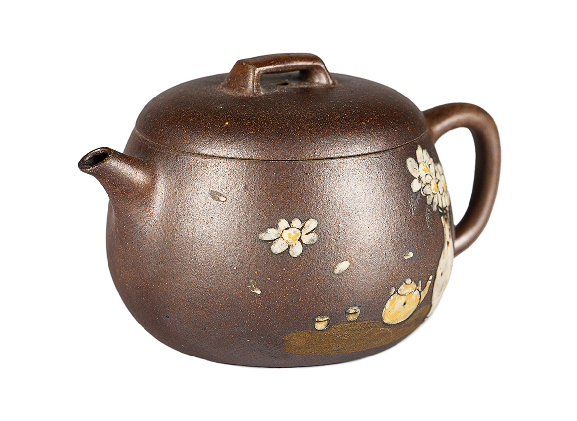 Чайник # 52051, дровяной обжиг/исинская глина, ручная работа, 90 мл.