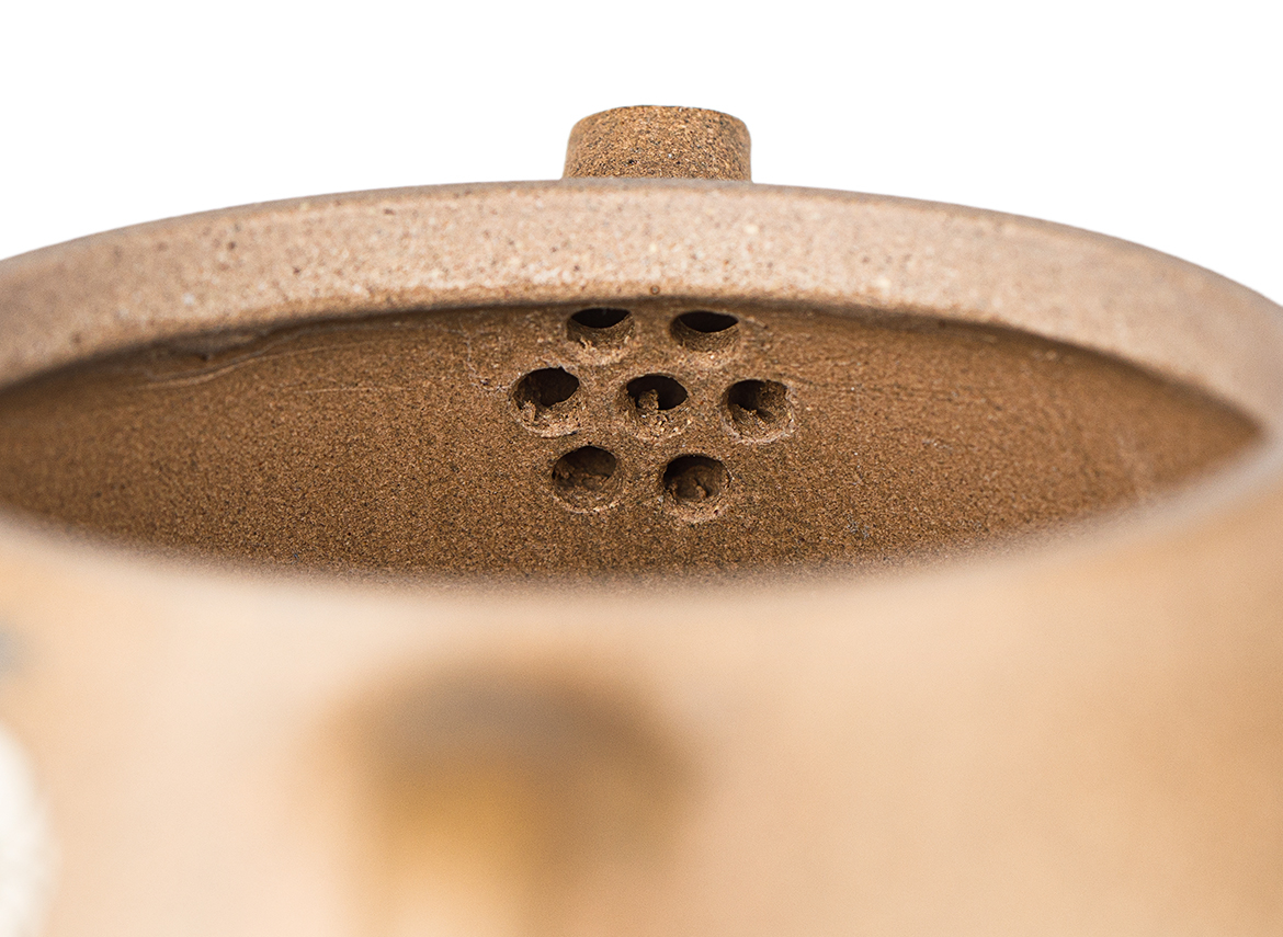 Чайник # 52087, дровяной обжиг/исинская глина, ручная работа, ручная роспись, 90 мл.