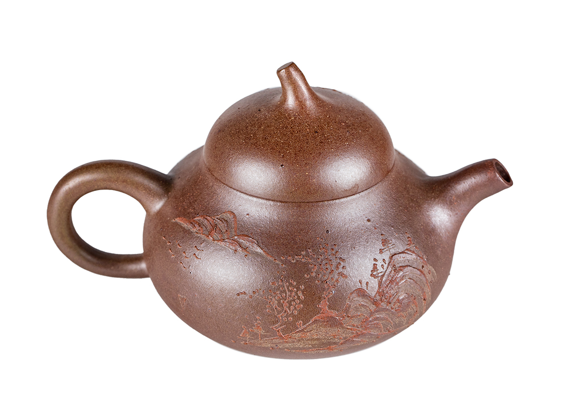 Чайник # 52228, дровяной обжиг/исинская глина, ручная работа, 160 мл.