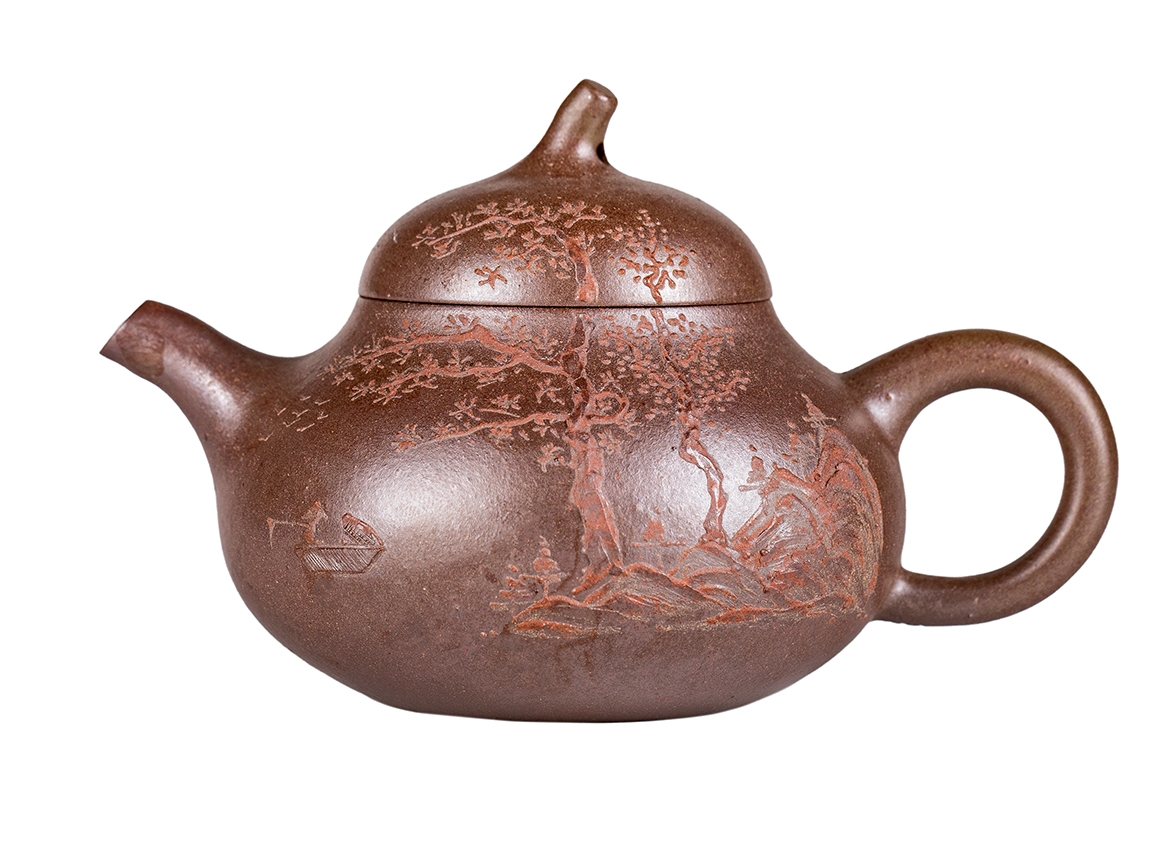 Чайник # 52228, дровяной обжиг/исинская глина, ручная работа, 160 мл.