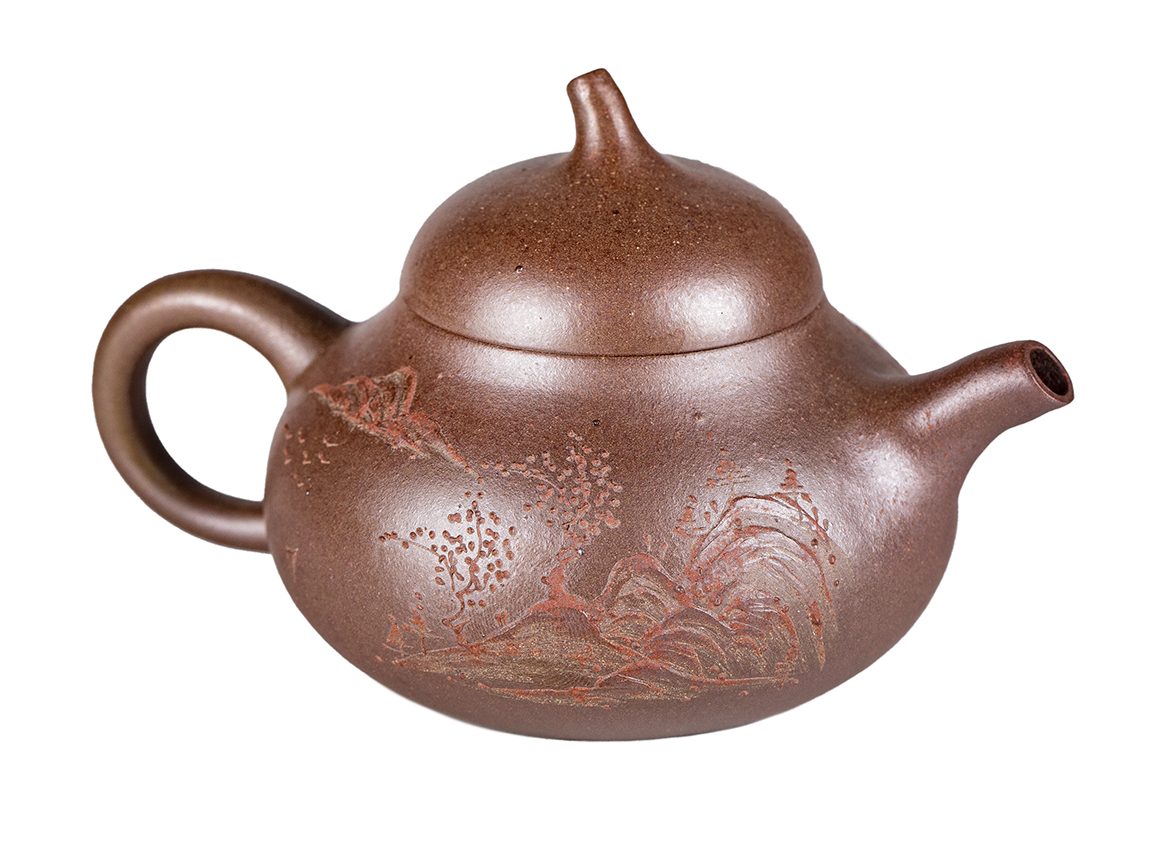 Чайник # 52228, дровяной обжиг/исинская глина, ручная работа, 160 мл.