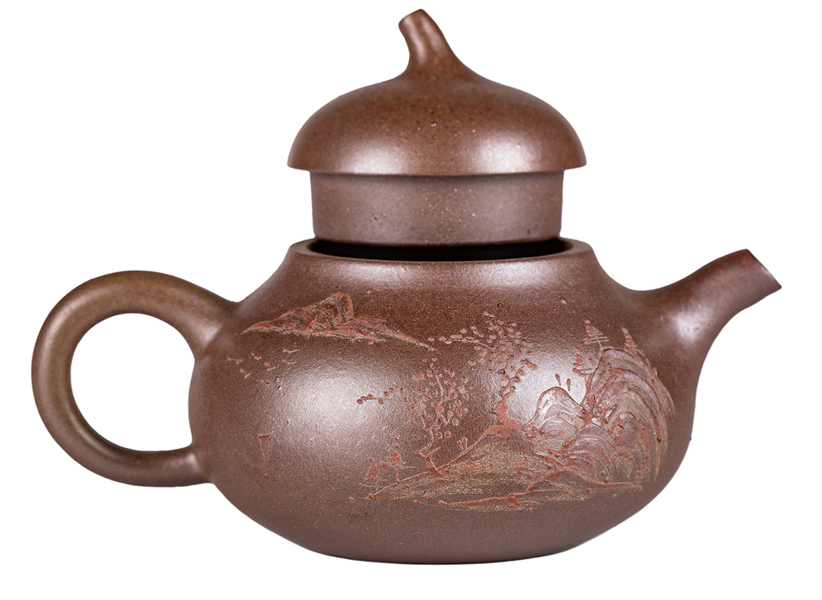Чайник # 52228, дровяной обжиг/исинская глина, ручная работа, 160 мл.