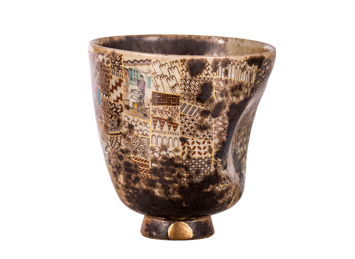 Пиала ручная работа Мойчай # 52731, дровяной обжиг/керамика/ручная роспись, "Дерево, поросшее орнаментами", 264 мл.